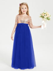 Abiti Damigella Junior Glamour Top Con Paillettes Blu Royal