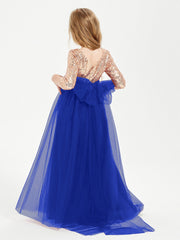 Abiti Damigella Junior Glamour Top Con Paillettes Blu Royal