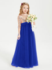 Abiti Damigella Junior Glamour Top Con Paillettes Blu Royal