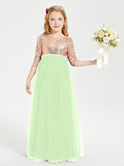 Abiti Damigella Junior Glamour Top Con Paillettes Salvia