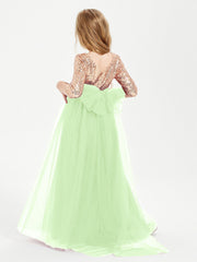 Abiti Damigella Junior Glamour Top Con Paillettes Salvia