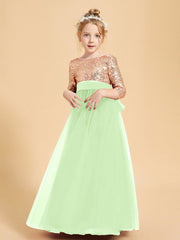 Abiti Damigella Junior Glamour Top Con Paillettes Salvia