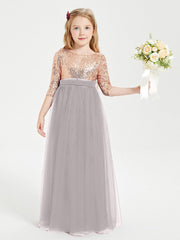 Abiti Damigella Junior Glamour Top Con Paillettes Argento