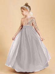 Abiti Damigella Junior Glamour Top Con Paillettes Argento