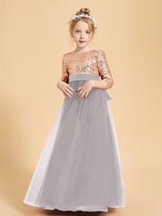Abiti Damigella Junior Glamour Top Con Paillettes Argento
