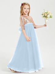 Abiti Damigella Junior Glamour Top Con Paillettes Blu Cielo