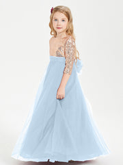 Abiti Damigella Junior Glamour Top Con Paillettes Blu Cielo