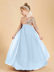 Abiti Damigella Junior Glamour Top Con Paillettes Blu Cielo