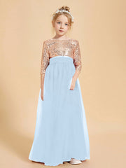 Abiti Damigella Junior Glamour Top Con Paillettes Blu Cielo