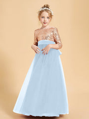 Abiti Damigella Junior Glamour Top Con Paillettes Blu Cielo