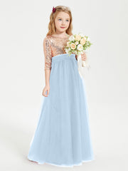 Abiti Damigella Junior Glamour Top Con Paillettes Blu Cielo