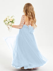 Abiti Damigella Junior Glamour Top Con Paillettes Blu Cielo