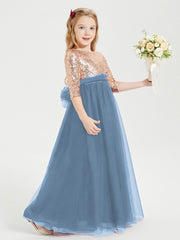 Abiti Damigella Junior Glamour Top Con Paillettes Blu Ardesia