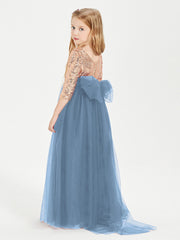 Abiti Damigella Junior Glamour Top Con Paillettes Blu Ardesia