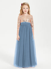 Abiti Damigella Junior Glamour Top Con Paillettes Blu Ardesia