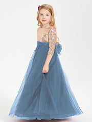 Abiti Damigella Junior Glamour Top Con Paillettes Blu Ardesia