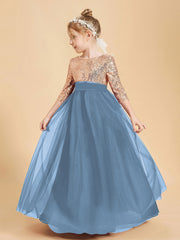 Abiti Damigella Junior Glamour Top Con Paillettes Blu Ardesia