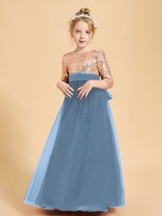 Abiti Damigella Junior Glamour Top Con Paillettes Blu Ardesia