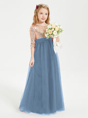 Abiti Damigella Junior Glamour Top Con Paillettes Blu Ardesia