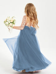 Abiti Damigella Junior Glamour Top Con Paillettes Blu Ardesia