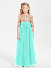 Abiti Damigella Junior Glamour Top Con Paillettes Azzurro Spa
