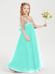 Abiti Damigella Junior Glamour Top Con Paillettes Azzurro Spa