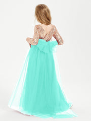 Abiti Damigella Junior Glamour Top Con Paillettes Azzurro Spa