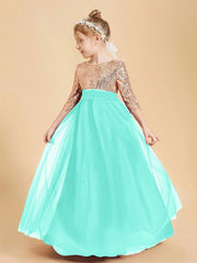 Abiti Damigella Junior Glamour Top Con Paillettes Azzurro Spa