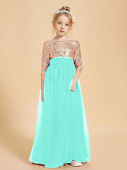 Abiti Damigella Junior Glamour Top Con Paillettes Azzurro Spa