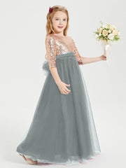 Abiti Damigella Junior Glamour Top Con Paillettes Grigio Acciaio