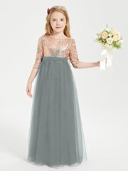 Abiti Damigella Junior Glamour Top Con Paillettes Grigio Acciaio