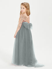 Abiti Damigella Junior Glamour Top Con Paillettes Grigio Acciaio