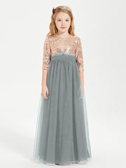 Abiti Damigella Junior Glamour Top Con Paillettes Grigio Acciaio