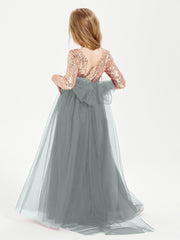 Abiti Damigella Junior Glamour Top Con Paillettes Grigio Acciaio