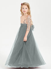 Abiti Damigella Junior Glamour Top Con Paillettes Grigio Acciaio
