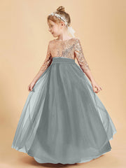 Abiti Damigella Junior Glamour Top Con Paillettes Grigio Acciaio