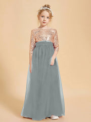 Abiti Damigella Junior Glamour Top Con Paillettes Grigio Acciaio