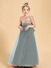Abiti Damigella Junior Glamour Top Con Paillettes Grigio Acciaio