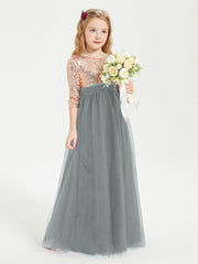 Abiti Damigella Junior Glamour Top Con Paillettes Grigio Acciaio