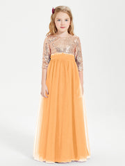 Abiti Damigella Junior Glamour Top Con Paillettes Mandarino