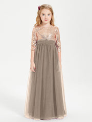 Abiti Damigella Junior Glamour Top Con Paillettes Tortora