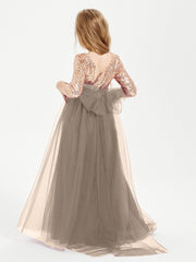 Abiti Damigella Junior Glamour Top Con Paillettes Tortora