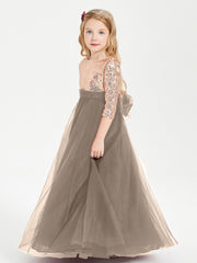 Abiti Damigella Junior Glamour Top Con Paillettes Tortora