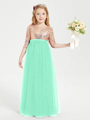 Abiti Damigella Junior Glamour Top Con Paillettes Turchese