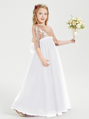 Abiti Damigella Junior Glamour Top Con Paillettes Bianco