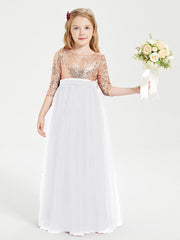 Abiti Damigella Junior Glamour Top Con Paillettes Bianco