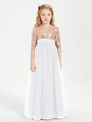 Abiti Damigella Junior Glamour Top Con Paillettes Bianco