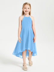 Abiti Damigella Junior Alla Moda Lunghezza Al Polpaccio Gonna Asimmetrica Blu