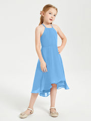 Abiti Damigella Junior Alla Moda Lunghezza Al Polpaccio Gonna Asimmetrica Blu