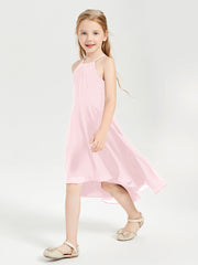 Abiti Damigella Junior Alla Moda Lunghezza Al Polpaccio Gonna Asimmetrica Rosa Cipria